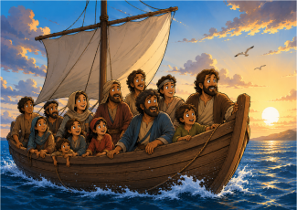 mit Menschen gefülltes Boot